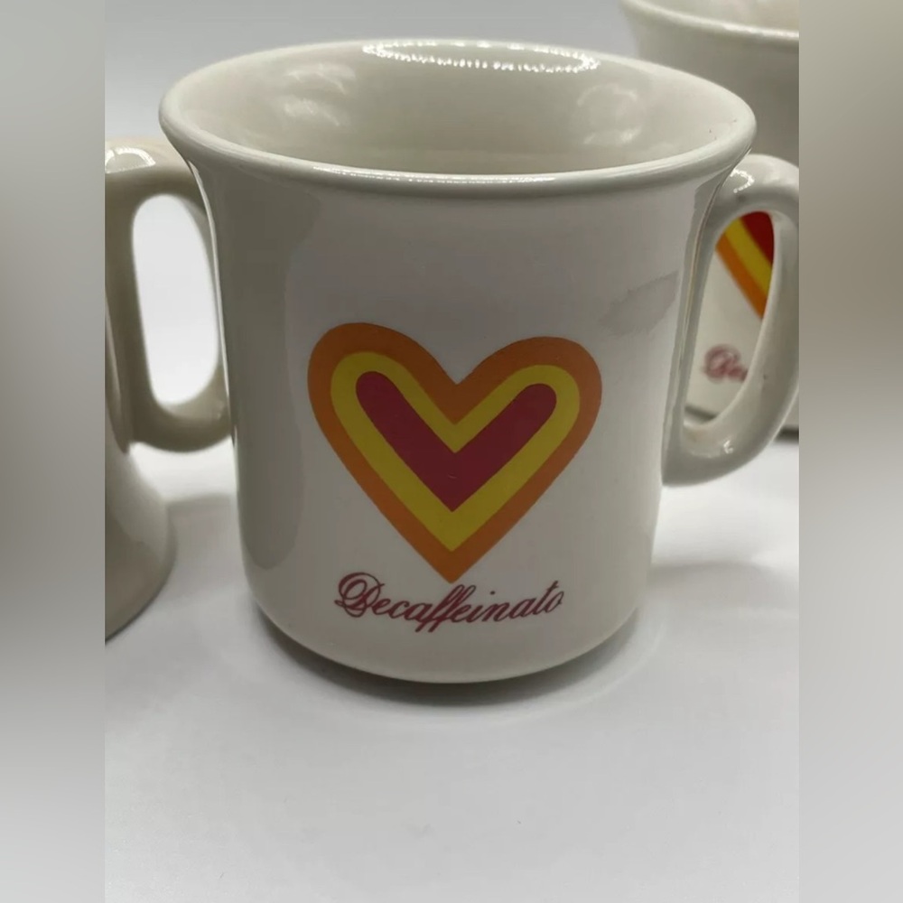 (4) Decaffeinato Made In Italy Heart Espresso Demitasse Coffee Cups White Small - Picture 3 of 7